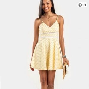 Francesca's junior Collections Yellow Spaghetti-Strap Mini Dress